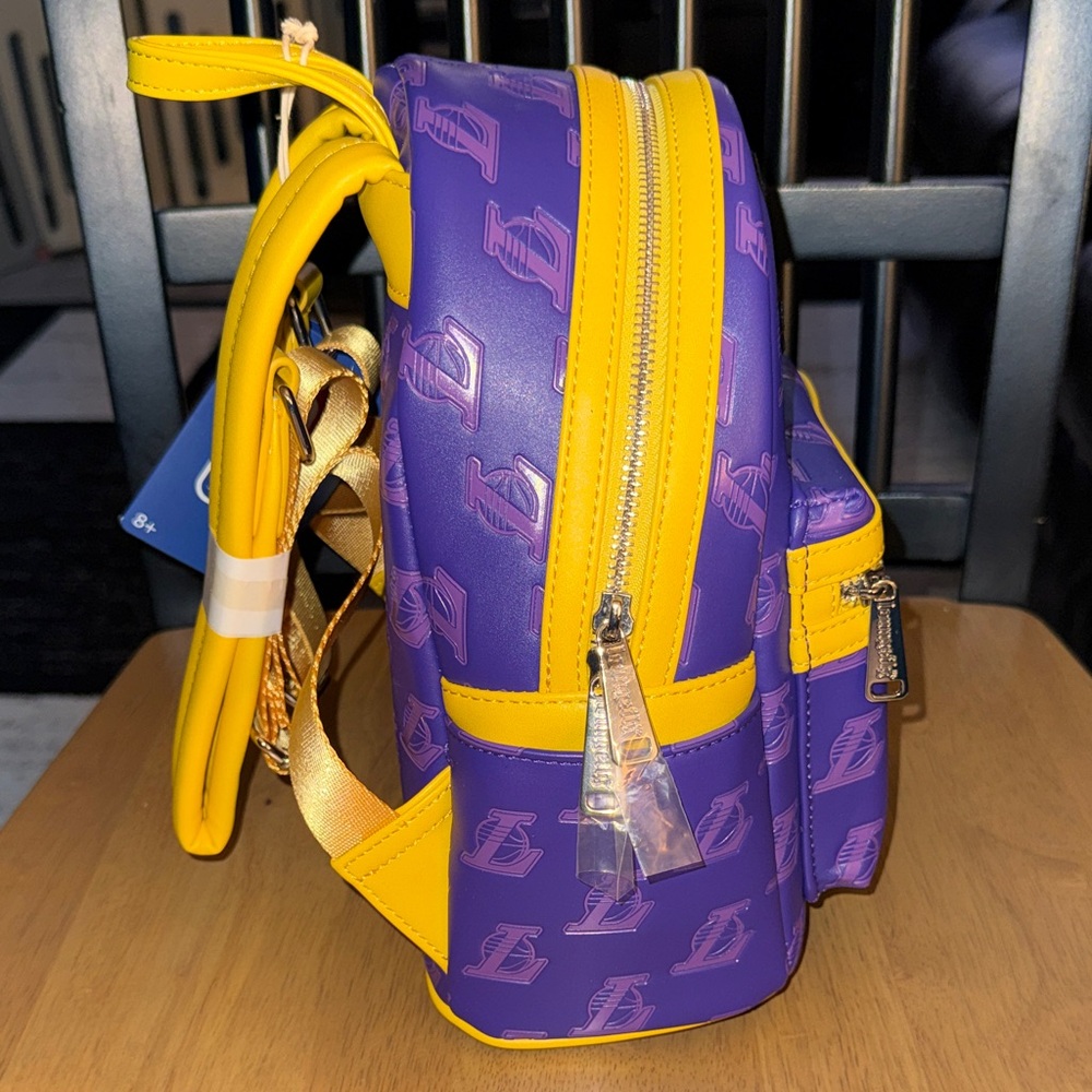 Loungefly Lakers Purple and Yellow Kids Backpack - Picture 4 of 5